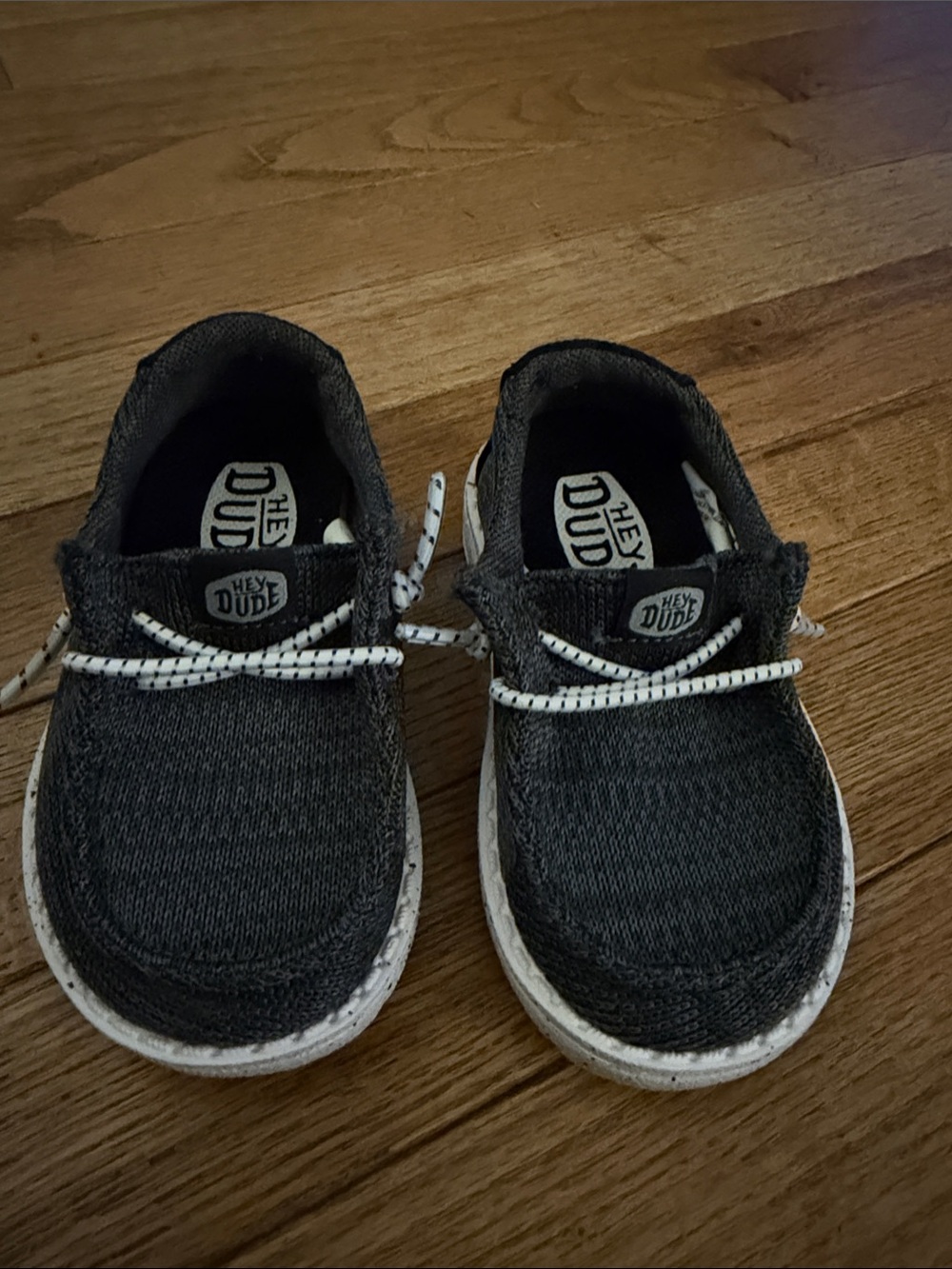 Hey Dude Kids Charcoal Knit Slip-On Sneakers with White Accents